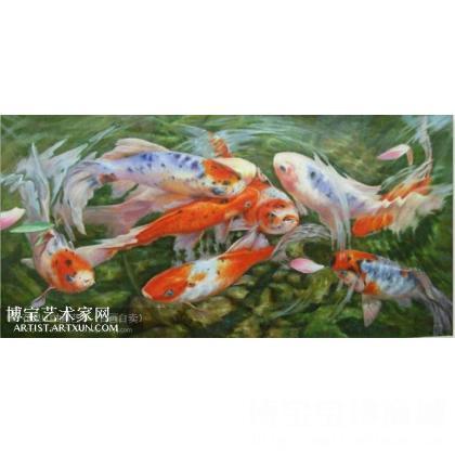 陈万端 锦鲤戏水 类别: 动物油画