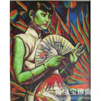 李建林 《持扇子的女子系列2》 类别: 油画X