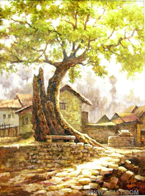绘画名家 潘鸿倩 - 潘鸿倩的作品"古树"