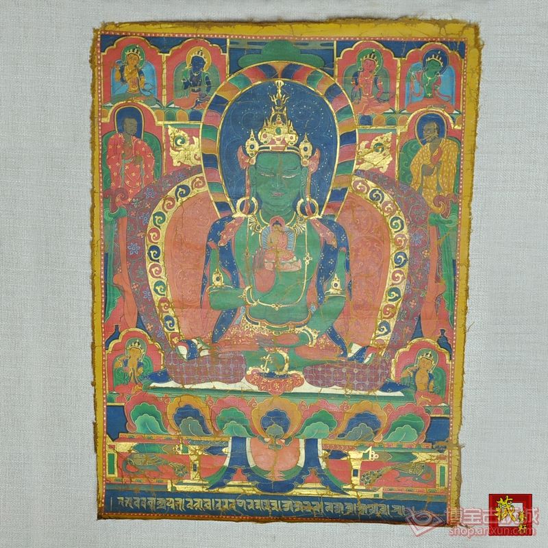 ★藏艺轩★ 藏传佛教老物件 手绘噶丹巴唐卡出自西藏阿力手绘唐