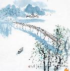 现代山水画经典作品《故乡的桥》-刘燕声-水乡-升值